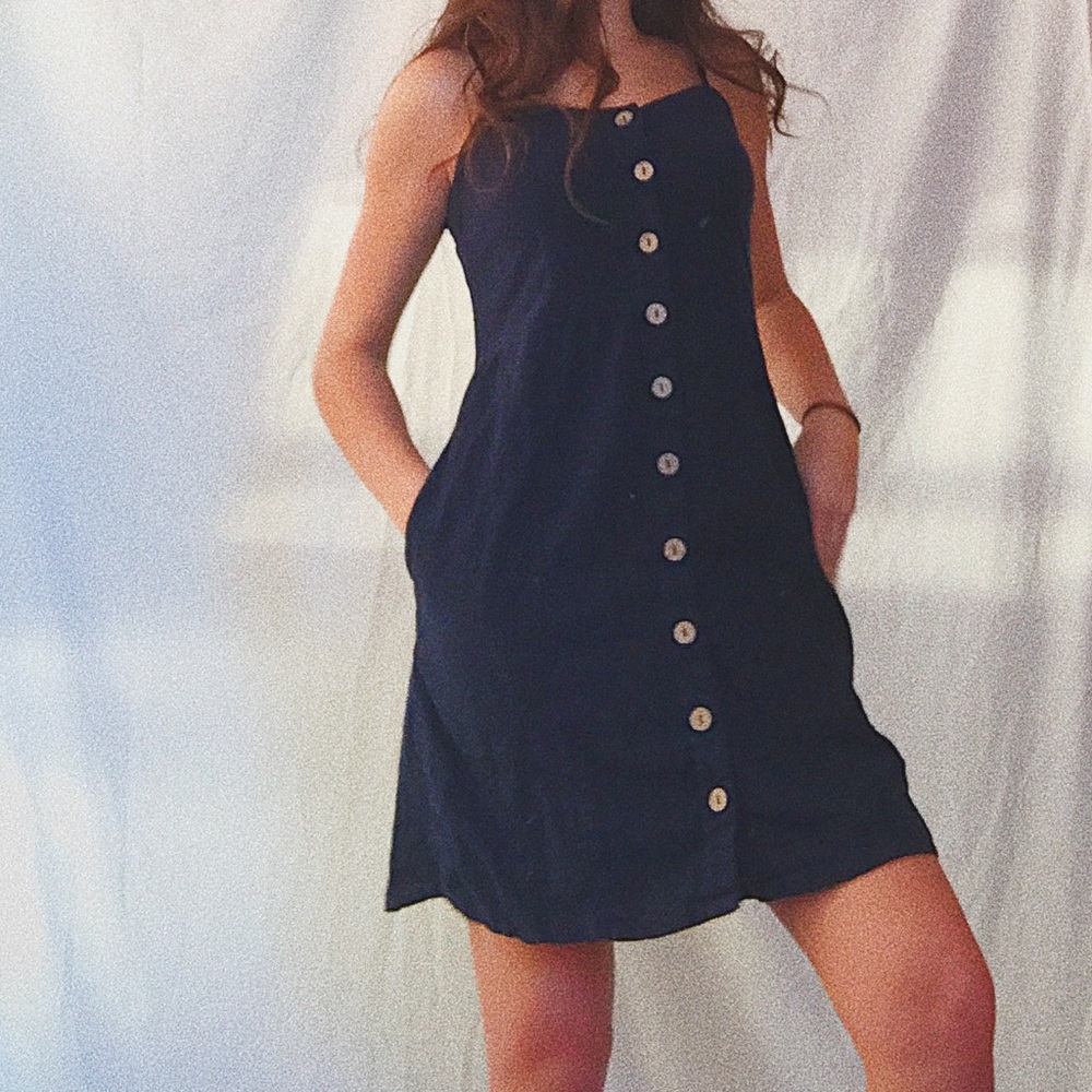 NAVY BLUE BUTTON DOWN DRESS